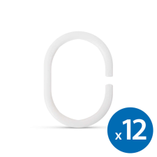 Zuhanyfüggöny Karika - Műanyag, Ovális, Fehér - 12 db fürdőszoba kiegészítő