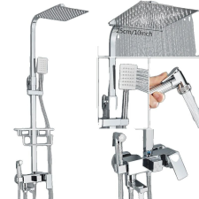  Zuhanykeverő csaptelep, kortárs kialakítás, tartós sárgaréz felépítés, Chrome 4way 10 hüvelyk csaptelep