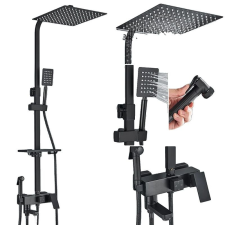  Zuhanykeverő csaptelep, kortárs kialakítás, tartós sárgaréz felépítés, Fekete 4way 12 hüvelyk csaptelep