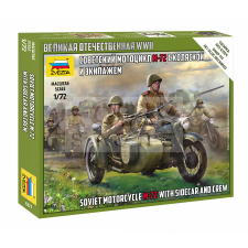 Zvezda Soviet M-72 Sidecar Motorcycle w/Crew makett 1:72 (6277Z) makett