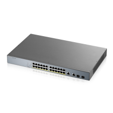 ZyXEL Switch 24x1000Mbps (24xPOE) + 2xGigabit kombó SFP Menedzselhető Rackes, GS1350-26HP-EU0101F hub és switch